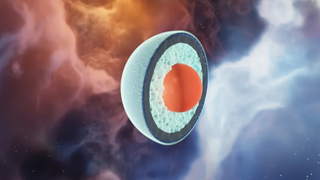 illustration shows the cross section of a neutron star made of quark matter