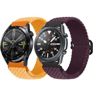 Qimela 2 Pack Sport Loop Nylon Braided Bands 22mm