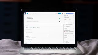 laptop open on WordPress CMS