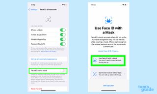 how to use face id with a face mask turn feature on