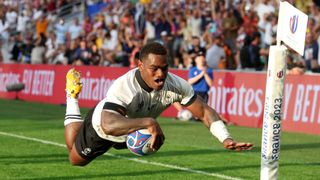 Josua Tuisova of Fiji scores his team&#039;s first try during the Rugby World Cup France 2023