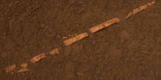 This color view of a mineral vein called "Homestake" comes from the panoramic camera (Pancam) on NASA's Mars Exploration Rover Opportunity.