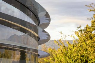 Apple Park photo of the side of the main building