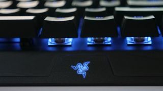 Razer BlackWidow V3 Pro front logo with RGB on