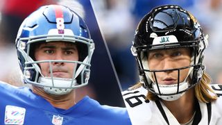 (L, R) Daniel Jones and Trevor Lawrence will face off in the Giants vs Jaguars live stream