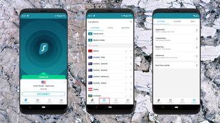Skærmbillede af Surfshark Android App
