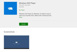 Windows 10 DVD Player store listing