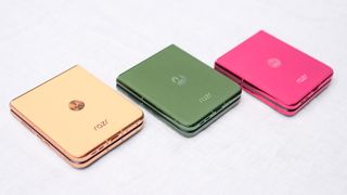 Motorola Razr Plus color options including peach, green and pink