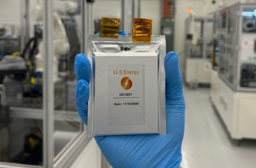 Li-S Energy Achieves Close to 500Wh/kg Lithium-Sulfur Cell Performance