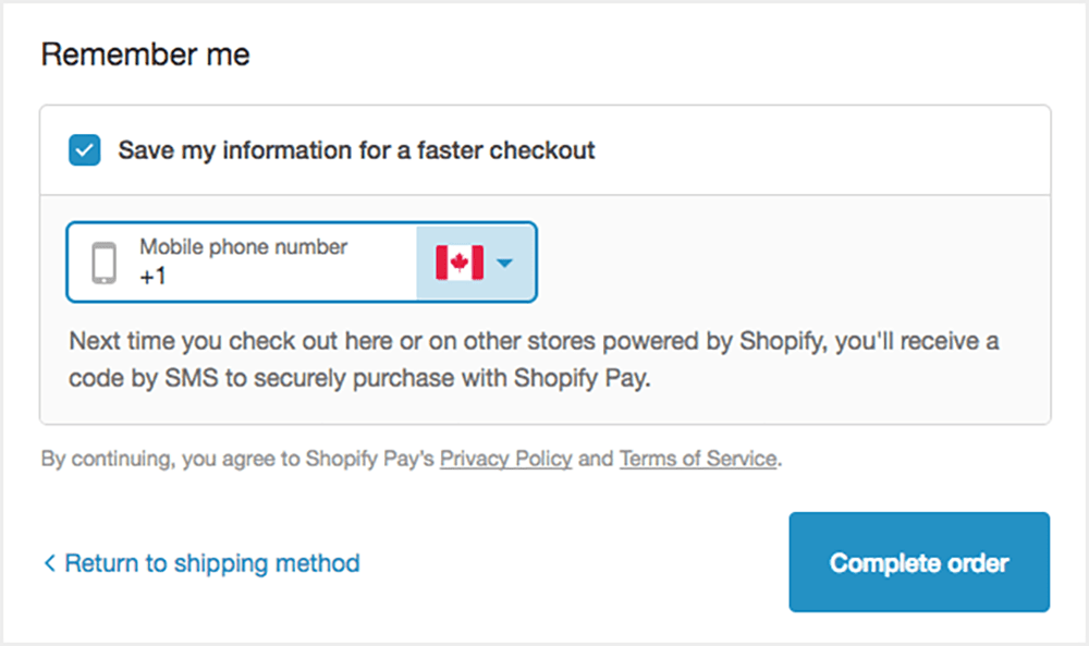 Shopify SMS checkout