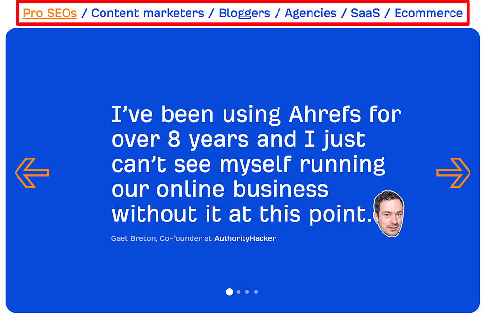 Ahrefs social proof carousel