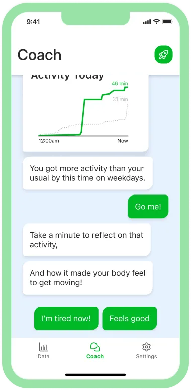 Phone showing Lark chat with an activity chart