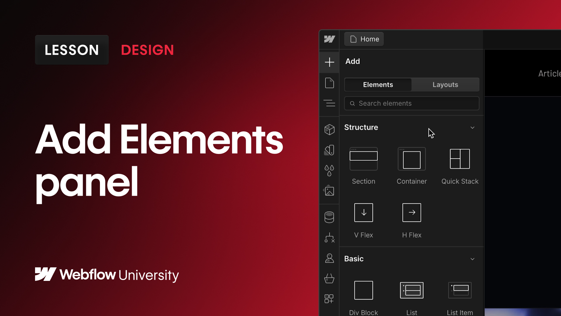 Add Elements panel