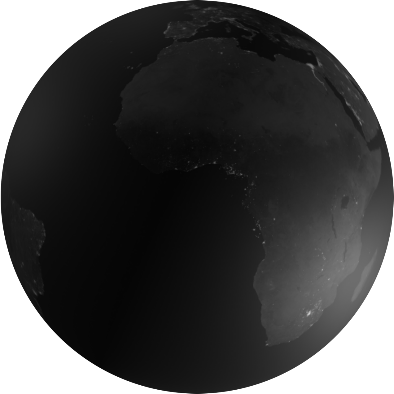 Dark blue and grayscale earth facing Africa