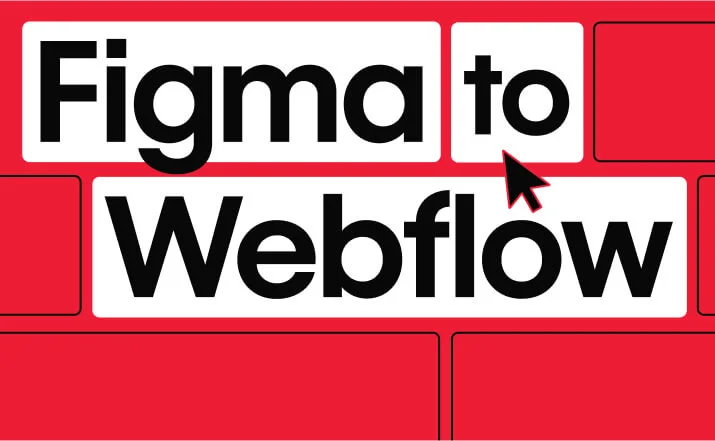 red background with words "figma to webflow" in white boxes