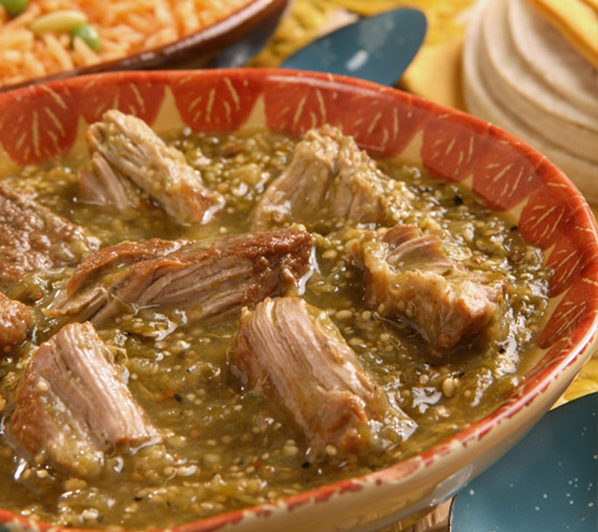 An image of pork in green chile sauce