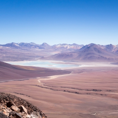 Desert landscape with mountains in the background