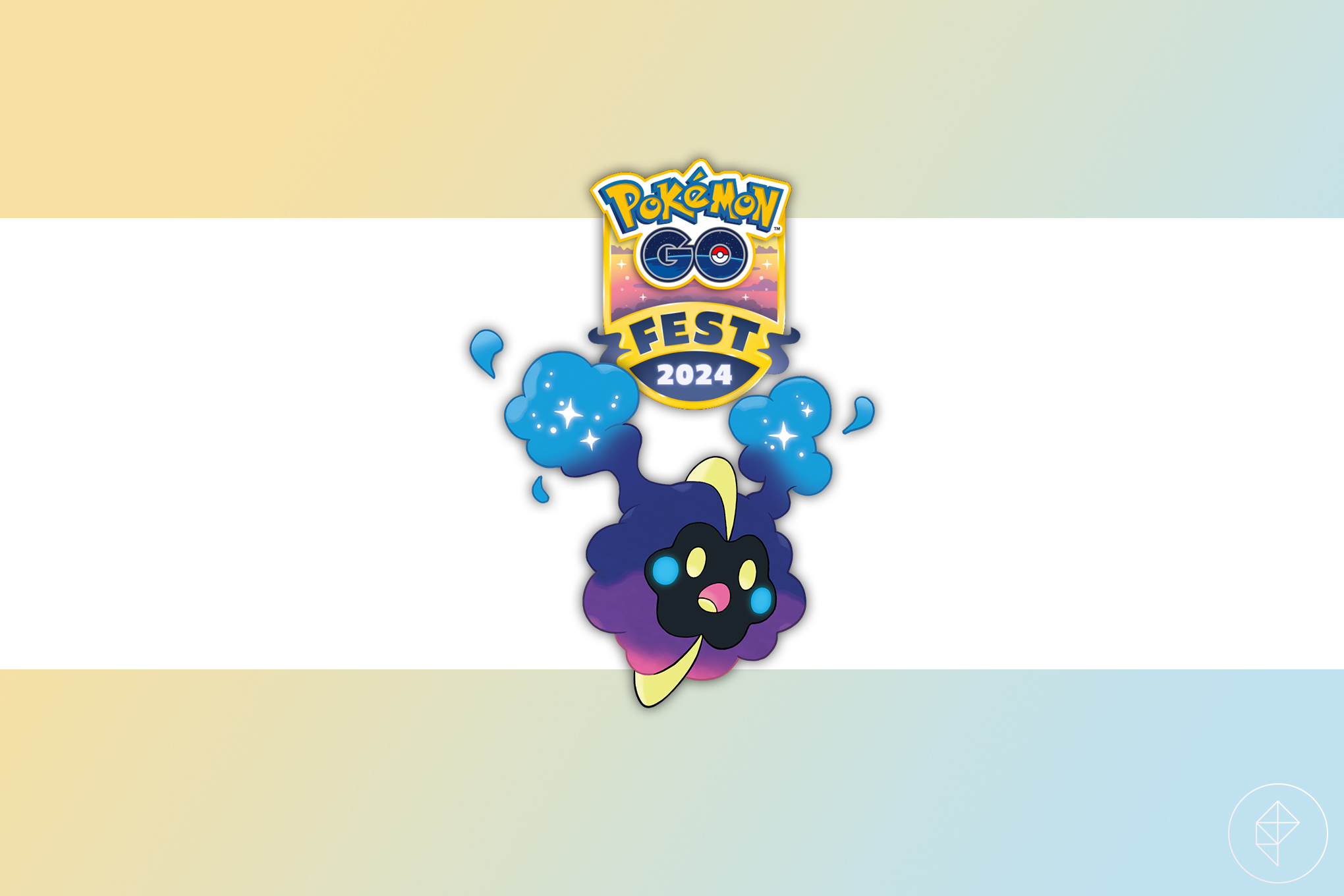 Cosmog in front of the Pokémon Go Fest 2024 logo