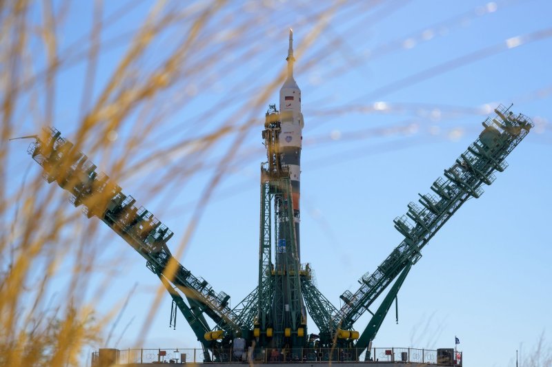 Roscosmos cosmonauts Alexey Ovchinin and Ivan Vagner will depart with NASA astronaut Don Pettit at 12:23 p.m. EDT, or about 9:23 p.m. local time, on board the Russian Soyuz spacecraft on top a Soyuz rocket at Baikonur Cosmodrome in east-central Kazakhstan. NASA Photo by Bill Ingalls/UPI