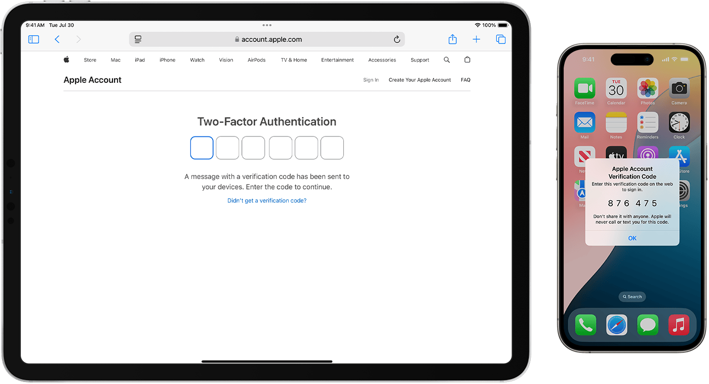 A website asking for a six-digit verification code and an iPhone displaying a six-digit verification code
