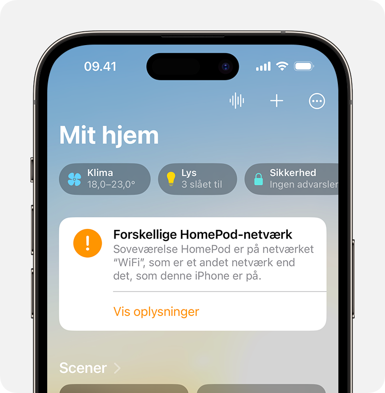 Advarsel om uoverensstemmelse i Homepod-netværk på iPhone