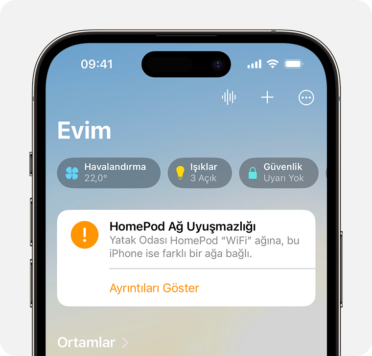 iPhone'da Homepod ağ uyuşmazlığı uyarısı