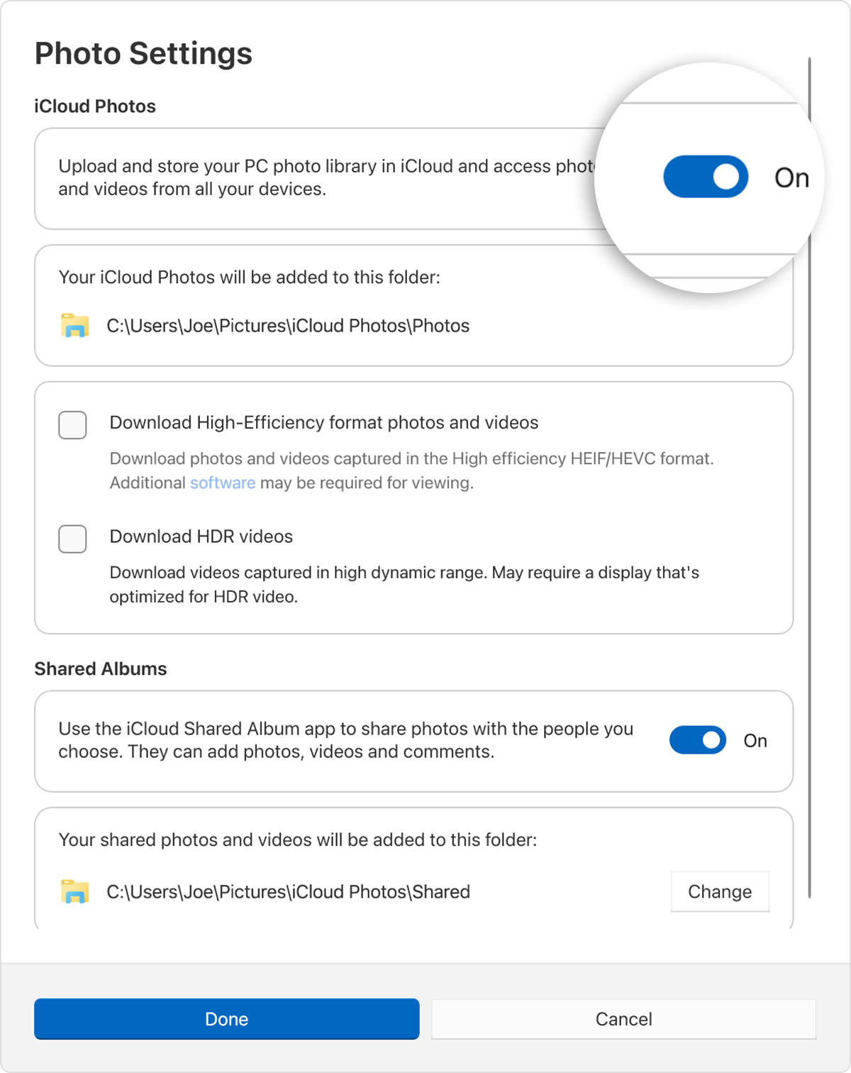 Activeer de schakelaar bij 'Foto-instellingen', 'iCloud Foto's'.