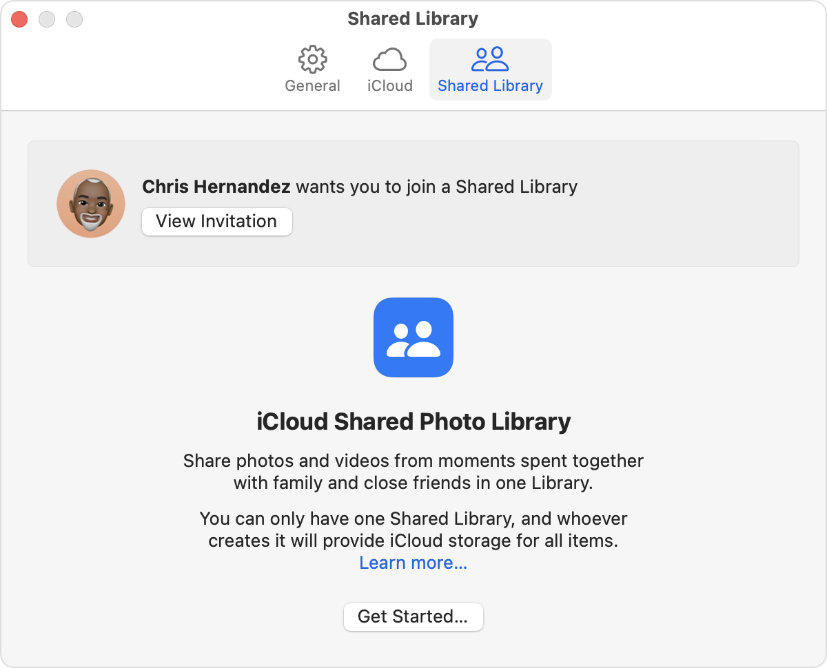 If you have a Shared Library invitation, you can find it in Settings in the Photos app.