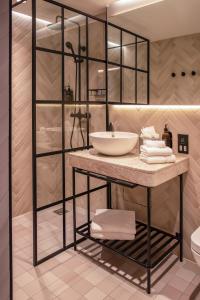 a bathroom with a counter with a sink at Wren Urban Nest in Dublin