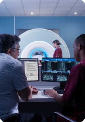 Doctor and Patient reviewing scans