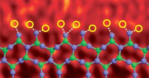 Silicon nitride grain boundary doped with lanthanum atoms.