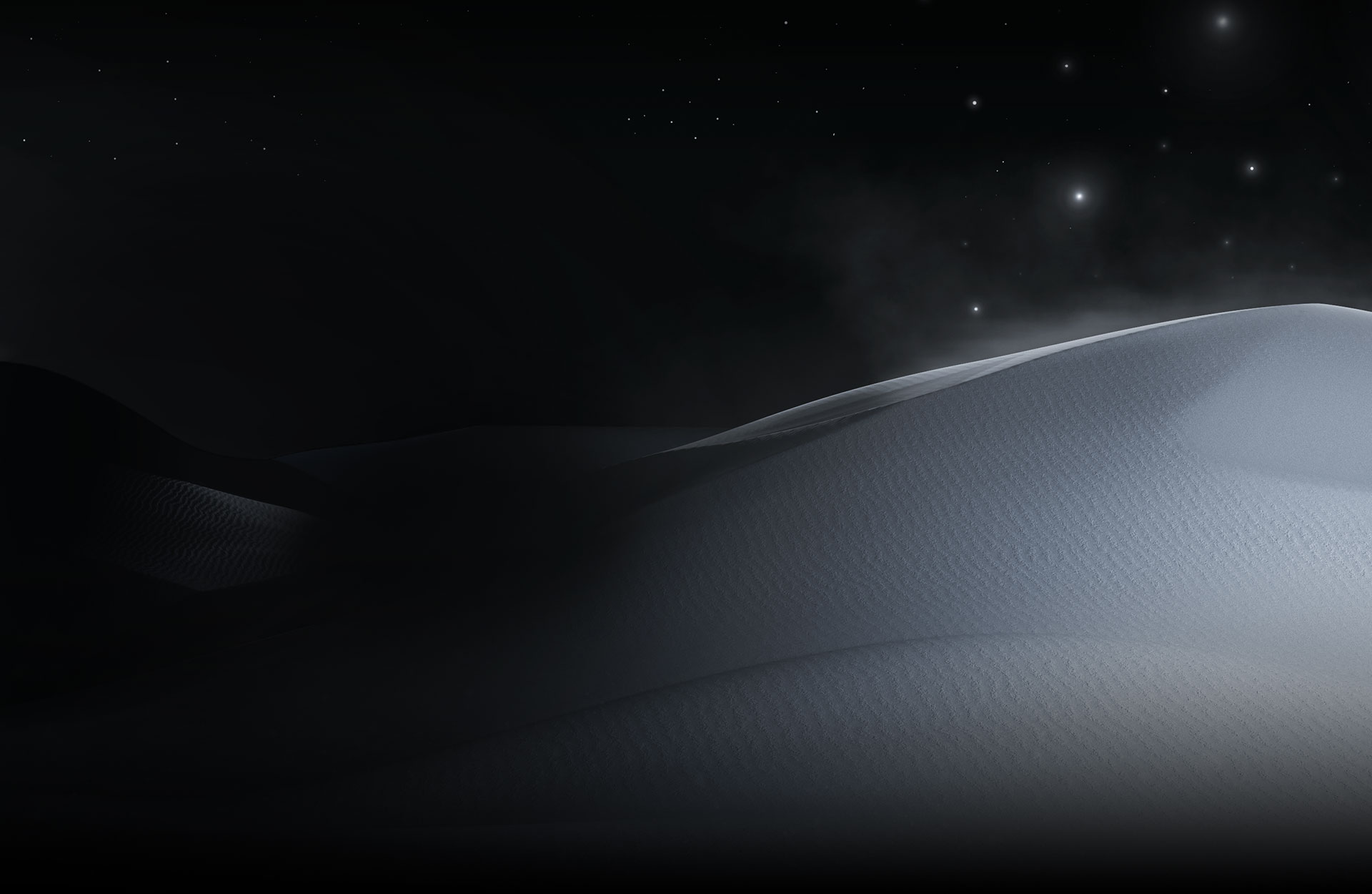 Desert landscape at night