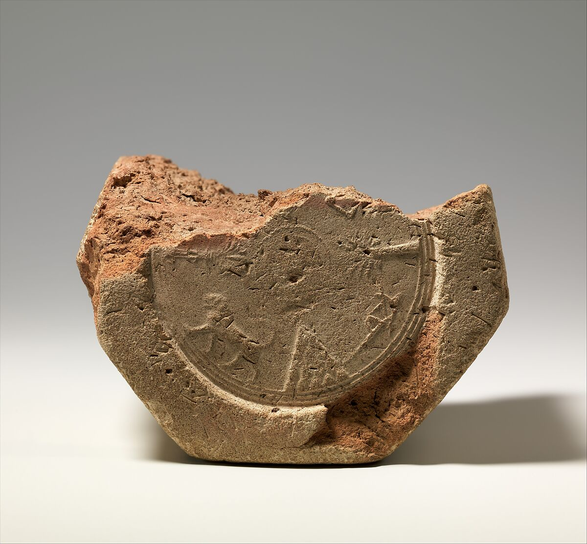 Cuneiform prism describing the restoration of Babylon by Esarhaddon, stamped with Assyrian hieroglyphic inscription 
