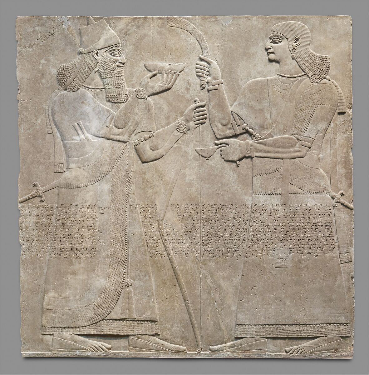 Relief panel, Gypsum alabaster, Assyrian