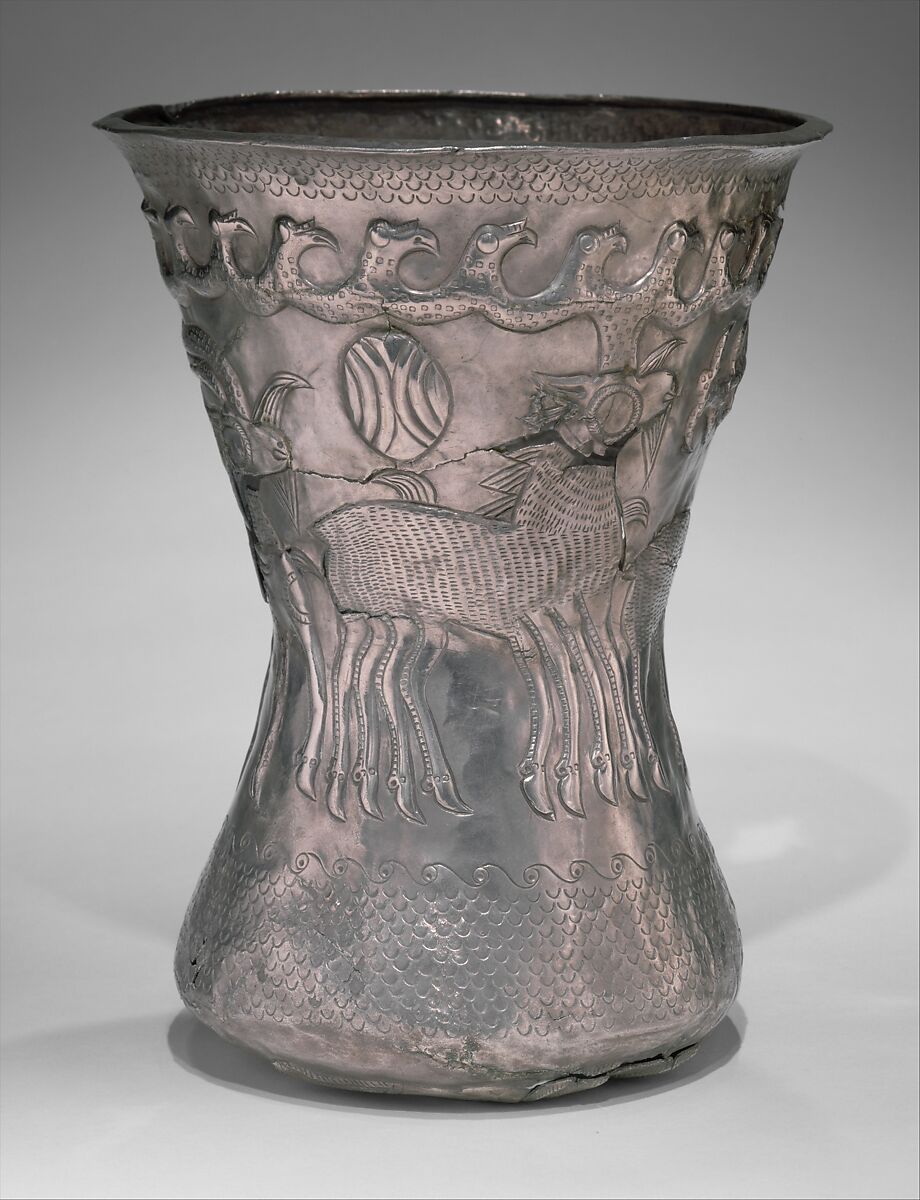 Beaker with birds and animals, Silver