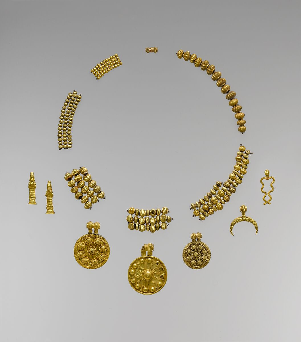 Pendants and beads, Gold, Babylonian