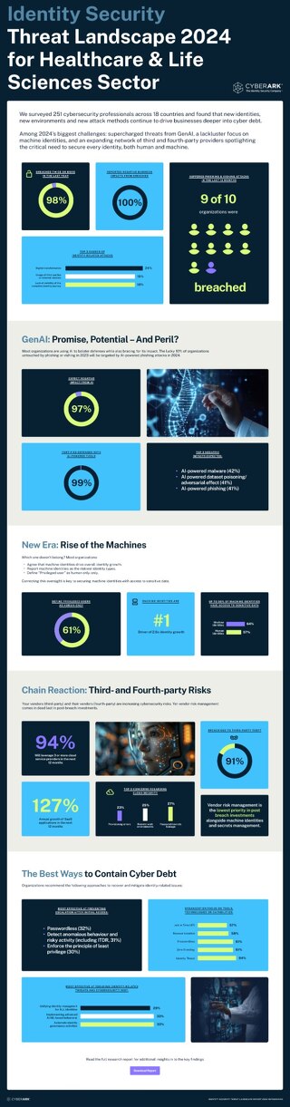 CyberArk 2024 Identity Security Healthcare Threat Landscape Infographic