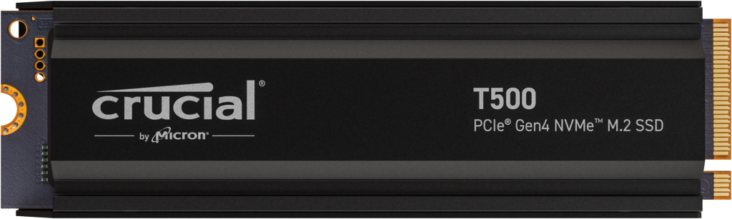 Crucial T500 2TB PCIe Gen4 NVMe M.2 SSD with heatsink- view 1