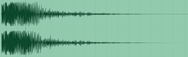 A soundwave illustrating the Impact portion of the Skewer's sound.