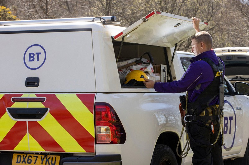 BT engineer and van