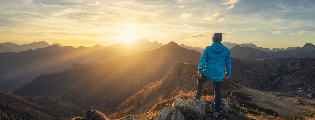 Man hiking in the Dolomites