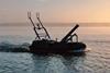 One of Saronic Technologies’ autonomous boat testbeds maneuvers in the Gulf of Mexico neat Galveston, Texas