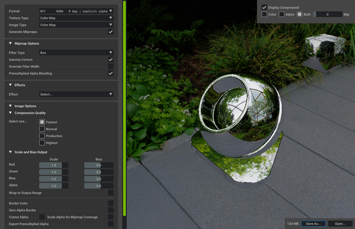 NVIDIA Texture Tools Exporter showcases a cube map reflection