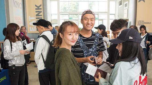 International students at a welecome event at the University of Plymouth