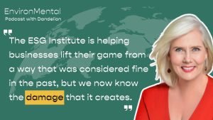 Joanne Flinn of the ESG Institute - with quote "The ESG Institute is helping businesses lift their game from a way that was considered fine in the past, but we now know the damage that it creates."