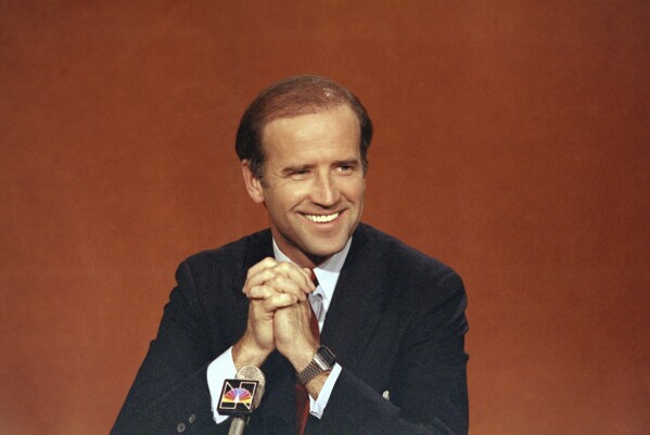 FILE - Sen. Joe Biden, D-Del., is shown on NBC's "Face the Nation," in Washington, April 29, 1984. Historians and political advisers say history will be kinder to President Joe Biden than voters have been. Biden dropped out of the presidential race Sunday, July 21, 2024, clearing the way for a new Democratic nominee. (AP Photo, File)