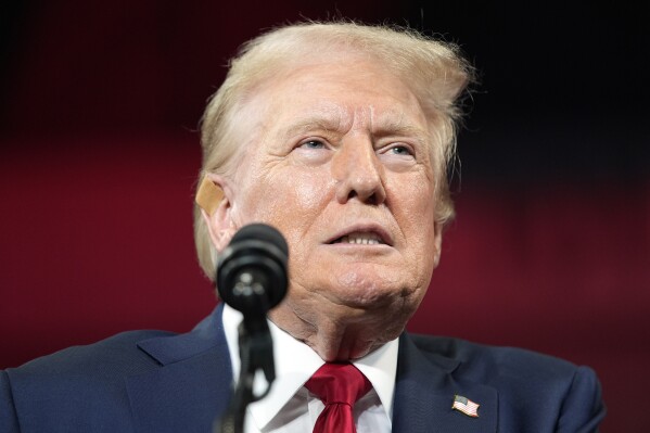 Republican presidential candidate former President Donald Trump speaks at a campaign rally Wednesday, July 24, 2024, in Charlotte, N.C. (AP Photo/Alex Brandon)