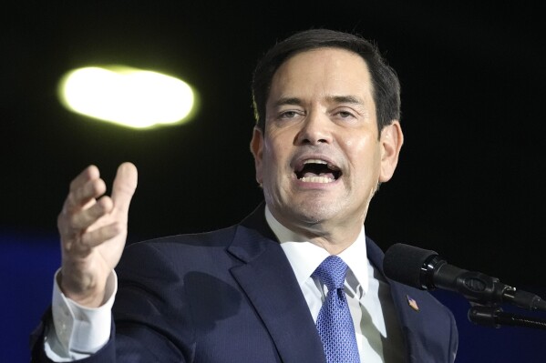 FILE - Sen. Marco Rubio, R-Fla., speaks, June 14, 2024, in West Palm Beach, Fla. Rubio is a top contender to be selected as Republican presidential candidate former President Donald Trump's running mate. (AP Photo/Gerald Herbert, File)