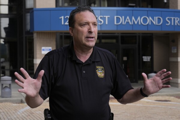 Butler County, Pa. Sheriff Michael Slupe is pictured during an interview in Butler, Pa., Monday, July 15, 2024. Slupe told The Associated Press that a local officer climbed to the roof and encountered Thomas Matthew Crooks, who saw the officer and turned toward him just before the officer dropped down to safety. (AP Photo/Sue Ogrocki)