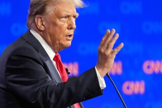 Republican presidential candidate former President Donald Trump speaks during a presidential debate hosted by CNN with President Joe Biden, Thursday, June 27, 2024, in Atlanta. (AP Photo/Gerald Herbert)